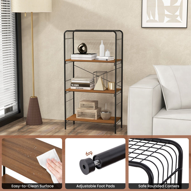 Metal Framed 4-Tier Bookshelf - Open-Back Storage Shelf Design - Ideal for Book Lovers & Space Saver in Homes and Offices