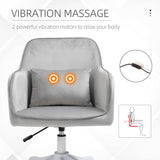 Ergonomic Velvet Office Chair with Massage - Rechargeable Vibration Lumbar Support, Smooth-Rolling Casters - Comfort for Home Office and Remote Work