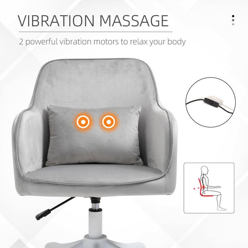 Ergonomic Velvet Office Chair with Massage - Rechargeable Vibration Lumbar Support, Smooth-Rolling Casters - Comfort for Home Office and Remote Work
