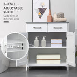 Freestanding Wooden Bathroom Floor Cabinet with 2 Drawers - Double Doors & Adjustable Shelf Storage Cupboard, Elegant White - Ideal for Organizing Toiletries and Linens