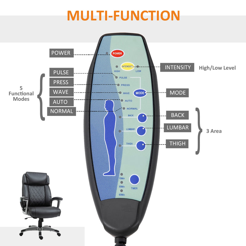 Ergonomic High-Back Massaging Office Chair with Armrests - 6-Point Vibration, Adjustable Height Executive Seat - Ideal for Stress Relief and Comfort in the Workplace