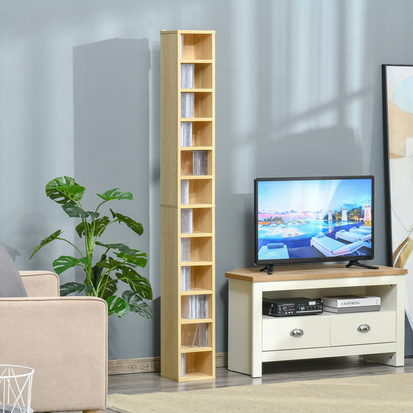 Media Storage Cabinet with 12 Tiers - CD/DVD Storage Shelf Tower, Multimedia Organizer Rack, Bookcase Display Unit - Perfect for Organizing Media Collections and Displaying Keepsakes