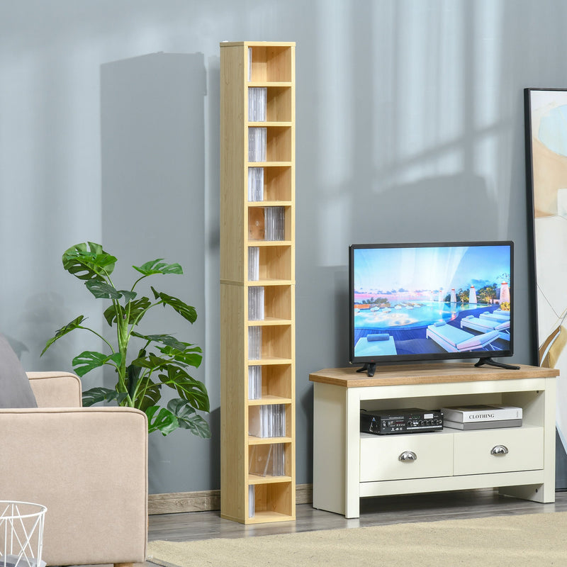 Media Storage Cabinet with 12 Tiers - CD/DVD Storage Shelf Tower, Multimedia Organizer Rack, Bookcase Display Unit - Perfect for Organizing Media Collections and Displaying Keepsakes