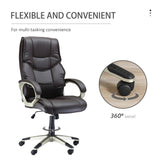 High-Back Home Office Chair - Comfortable Faux Leather Computer Desk Seat with Adjustable Height and Rocking Feature - Ideal for Extended Work Sessions