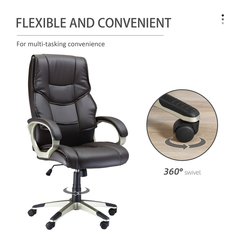 High-Back Home Office Chair - Comfortable Faux Leather Computer Desk Seat with Adjustable Height and Rocking Feature - Ideal for Extended Work Sessions
