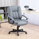 Faux Leather Office Chair - Mid Back, Adjustable Height, Swivel Rolling Wheels Computer Desk Chair - Ideal for Executives and Home Office Comfort