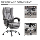 Ergonomic Microfiber Home Office Chair - Reclining Desk Chair with Armrests, Swivel Base & Footrest in Grey - Comfort Seating for Work from Home Professionals