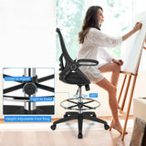 Mesh - Drafting Chair with Flip-up Armrests, Mid-Back Padding - Ideal for Designers and Architects