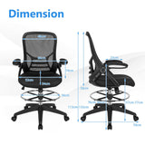Mesh - Drafting Chair with Flip-up Armrests, Mid-Back Padding - Ideal for Designers and Architects