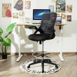 Mesh - Drafting Chair with Flip-up Armrests, Mid-Back Padding - Ideal for Designers and Architects