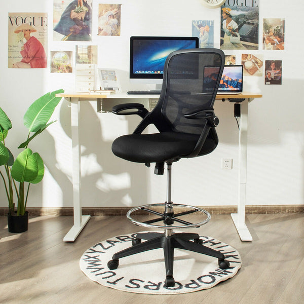 Mesh - Drafting Chair with Flip-up Armrests, Mid-Back Padding - Ideal for Designers and Architects