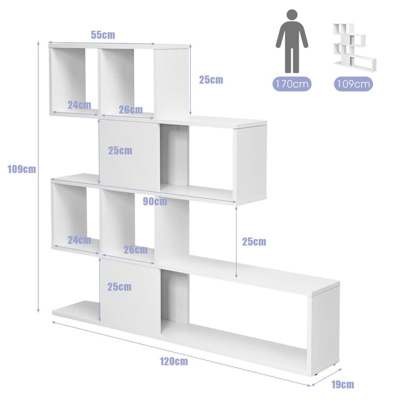 5-Tier Bookshelf - White Display and Storage for Home and Office - Ideal for Organizing Books, Decorative Items and Documents