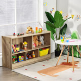 2-Tier Wooden Bookcase - Kids' Storage with 5 Compartments, Ideal for Playroom or Study Area - Solves Space Organization Problems