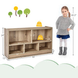2-Tier Wooden Bookcase - Kids' Storage with 5 Compartments, Ideal for Playroom or Study Area - Solves Space Organization Problems