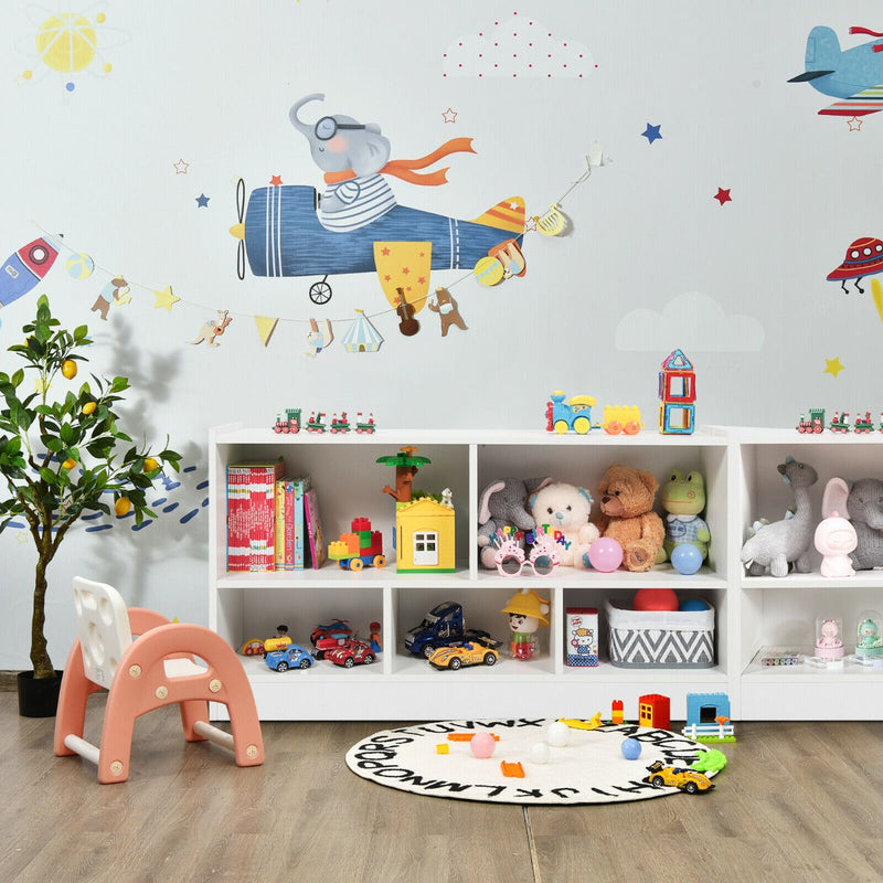 2-Tier Wooden Bookcase - Kids' Storage with 5 Compartments, Ideal for Playroom or Study Area - Solves Space Organization Problems