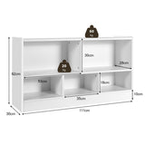 2-Tier Wooden Bookcase - Kids' Storage with 5 Compartments, Ideal for Playroom or Study Area - Solves Space Organization Problems
