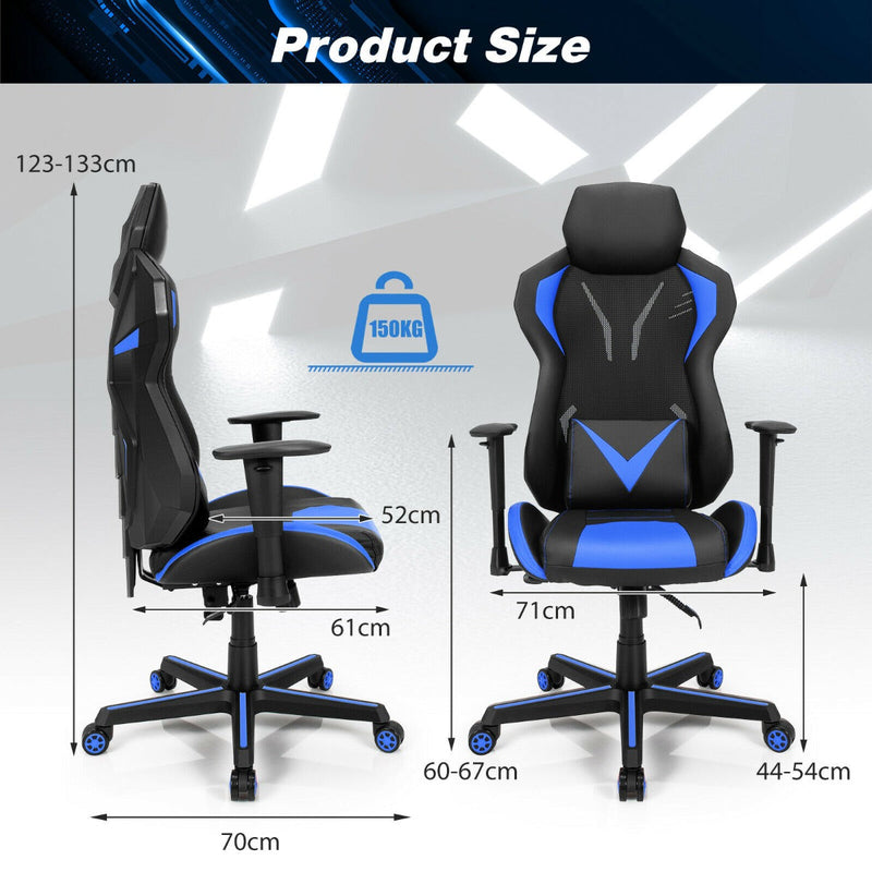 Ergonomic Gaming Chair - Blue Comfort with Tilting Function - Game Enthusiasts and Posture Correction Solution