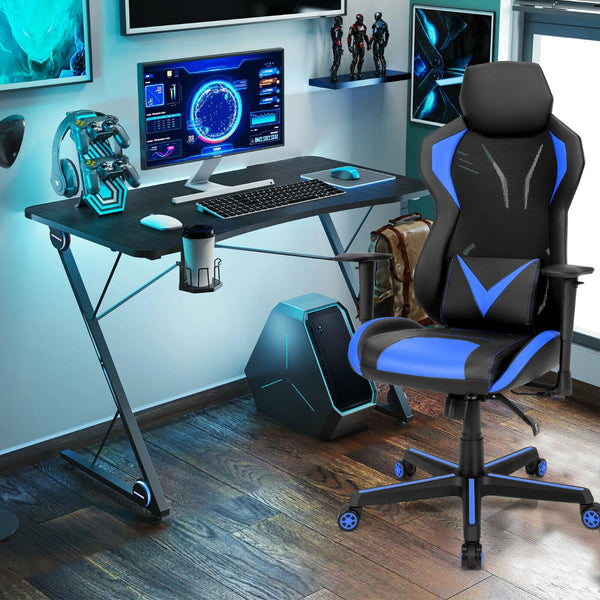 Ergonomic Gaming Chair - Blue Comfort with Tilting Function - Game Enthusiasts and Posture Correction Solution