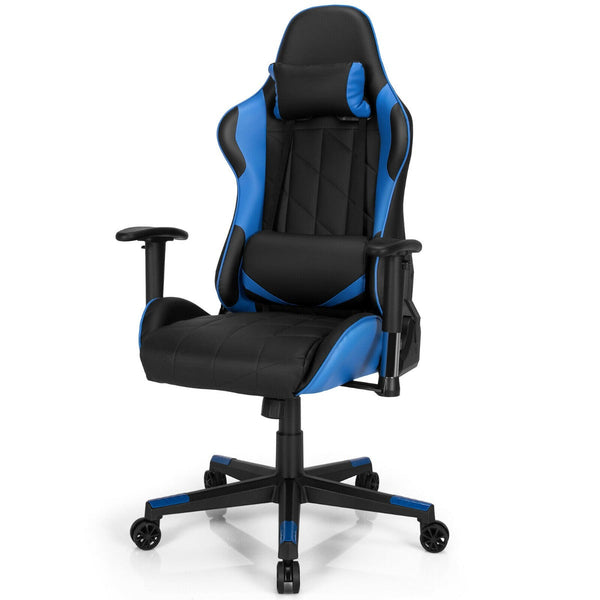 Swivel High Back Racing Chair with Headrest and Lumbar Pillow-