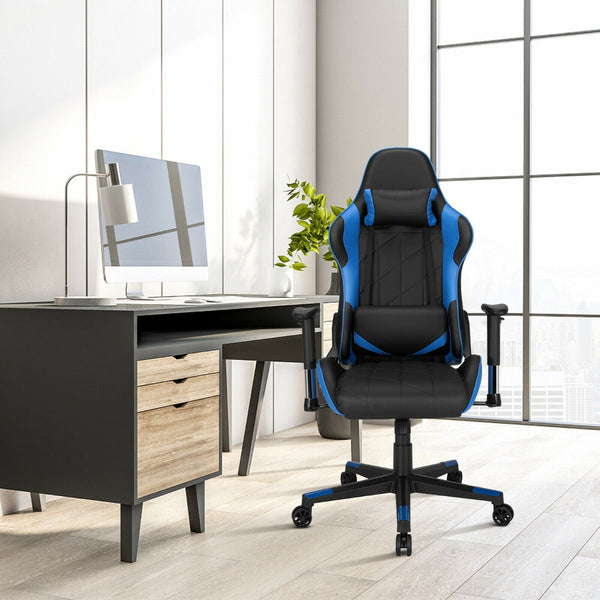 Swivel High Back Racing Chair with Headrest and Lumbar Pillow-