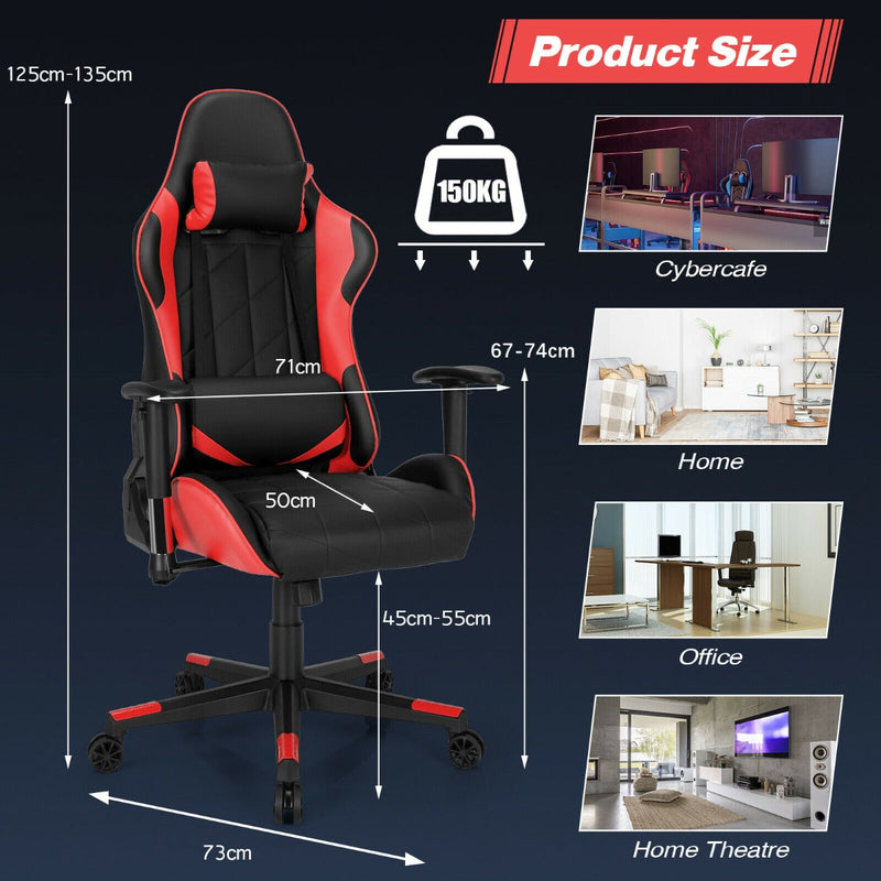 Swivel High Back Racing Chair with Headrest and Lumbar Pillow-