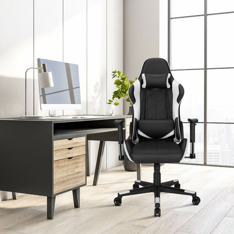 Swivel High Back Racing Chair with Headrest and Lumbar Pillow-