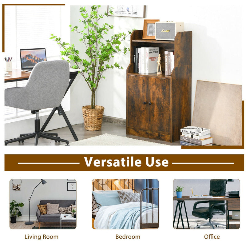 Industrial Style Bookcase - Wooden Structure with Adjustable Shelves in Coffee Finish - Ideal for Home Office and Decoration Needs