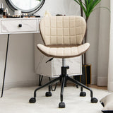 Linen and PU Leather Swivel Chair - Adjustable Height Office Chair in Brown - Perfect for Providing Comfort During Long Working Hours