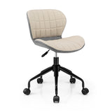 Linen and PU Leather Swivel Chair - Adjustable Height Office Chair in Brown - Perfect for Providing Comfort During Long Working Hours