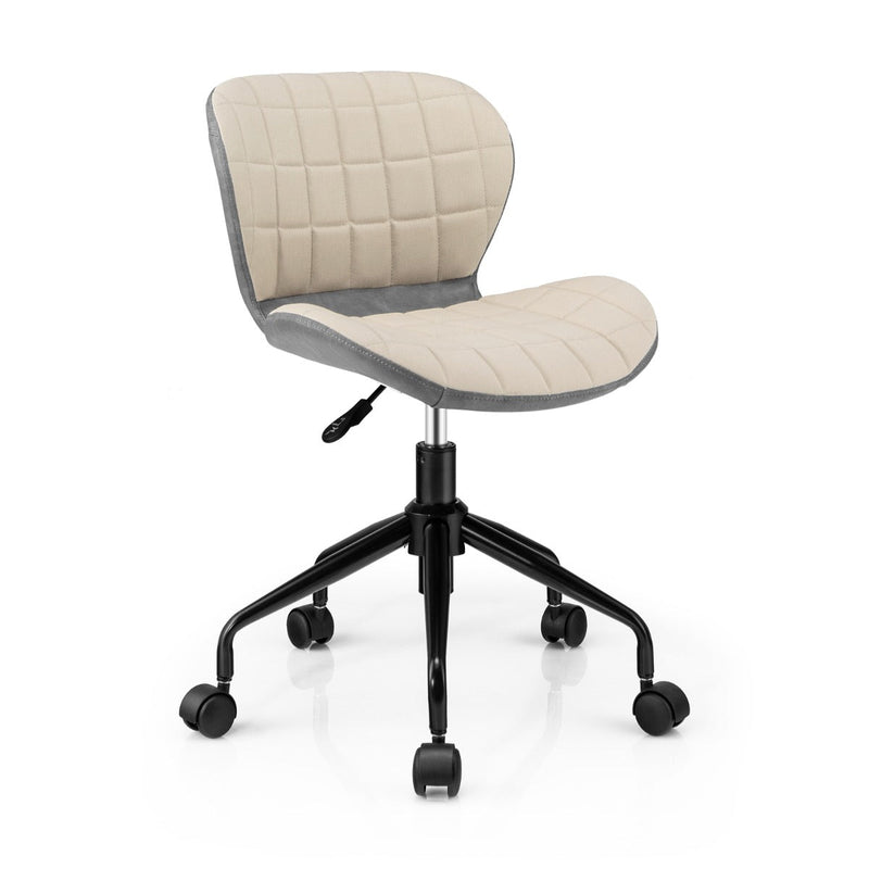 Linen and PU Leather Swivel Chair - Adjustable Height Office Chair in Brown - Perfect for Providing Comfort During Long Working Hours