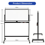 Mobile Whiteboard Double-Sided Magnetic - Includes Magnets, Pens and Eraser, Black - Ideal for Classroom and Office Use