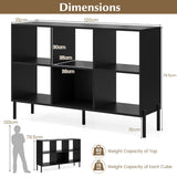 Wooden Storage Bookcase 6-Cube Model - Open Shelving Unit with 5 Black Metal Legs - Ideal for Displaying Books and Solving Storage Problems