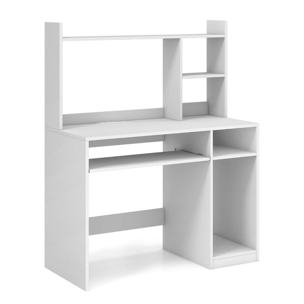 White Computer Desk Featuring Storage Shelf - Ideal for Home Office Organisation