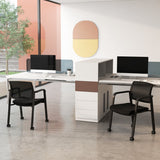 Set of 2 Waiting Room Chairs - Black, with Armrests and Easy-Move Wheels - Perfect for Office Reception Spaces