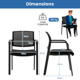 Set of 2 Waiting Room Chairs with Armrests - Black and Comfortably Padded - Ideal Seating Solution for Reception Areas and Offices
