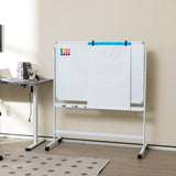 Mobile Reversible Whiteboard - Adjustable Height & Easy to Transport - Ideal for Home, Office or Classroom Use