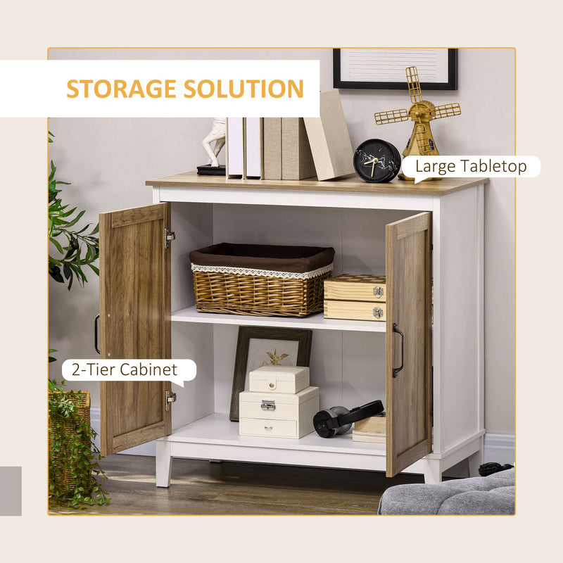 Farmhouse-Style Sideboard - Double-Door Storage Cupboard with Shelves in Dark Grey - Elegant Organization for Dining and Living Areas