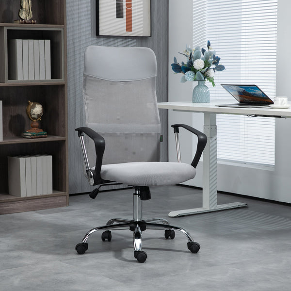 Ergonomic Mesh Office Chair with Adjustable Height and Tilt - Light Grey Comfort Seating Solution - Ideal for Home and Office Use