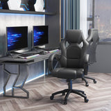 Faux Leather High-Back Computer Chair - Ergonomic Swivel Office Chair with Wheels and Armrests, Black - Ideal for Home Office Comfort and Style
