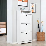 3-Drawer Footwear Organizer - Chipboard Construction in Elegant White - Space-Saving Solution for Shoe Clutter