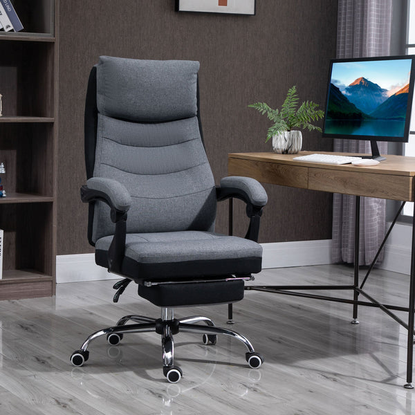 High Back Executive Office Chair - Ergonomic Reclining Computer Chair with Adjustable Height & Swivel Wheels, Retractable Footrest - Ideal for Comfortable Long Sitting Periods