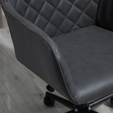 Swivel Leather-Feel Office Chair - Mobile Study & Leisure Seating Solution in Grey - Perfect for Home Office Comfort and Style