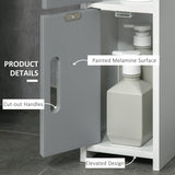 Freestanding Tall Grey Bathroom Storage Cabinet - Modern Design with Open Shelves & 3 Cupboards - Ideal for Bathroom Organization, Bedroom & Hallway Spaces