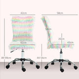 HOMCOM Armless Computer Desk Chair, Fluffy Fabric Swivel Office Chair, Makeup Vanity Chair with Height Adjustable, Wheels, for Home Study Bedroom, Unicorn Tone | Aosom UK
