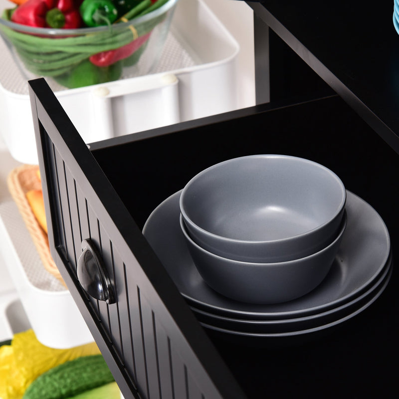 Freestanding Traditional Kitchen Cupboard - Black Storage Cabinet with Drawer, Doors & Adjustable Shelves - Ideal for Organized Kitchen Space & Extra Storage Needs