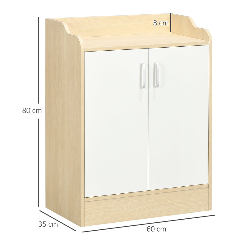 2-Door Modern Shoe Cabinet with 3 Shelves - Holds Up to 9 Pairs, Natural Wood Finish - Space-Efficient Storage for Hallways and Small Spaces