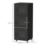 3-Tier Rolling Storage Cabinet - Mobile File Organizer with Wheels and Metal Doors for Home Office or Living Room - Space-Saving Solution for Document and Accessory Storage in Black