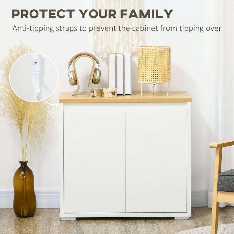 Kitchen Storage Sideboard - Double-Door Cabinet with Adjustable Shelf - Ideal for Living Room and Entryway Organization