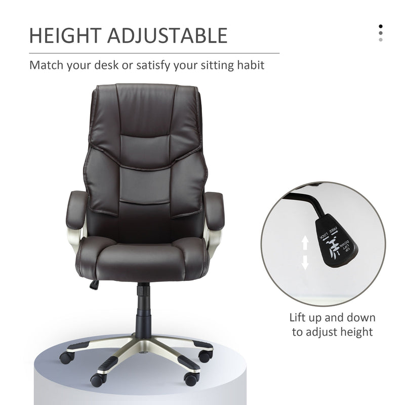 High-Back Home Office Chair - Comfortable Faux Leather Computer Desk Seat with Adjustable Height and Rocking Feature - Ideal for Extended Work Sessions