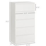5-Drawer Chest - Freestanding Storage Cabinet for Bedroom and Living Room - Contemporary White Tower Unit for Home Organization